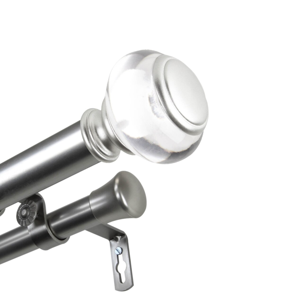 Hermosa Home Ewan 1" Diameter Double Curtain Rod 66-120" - Satin Nickel